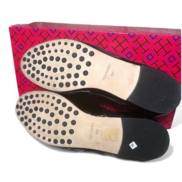 Tory Burch Leather Ballet Loafer Black Patent Women’s 8.5 New in Box - Picture 11 of 15